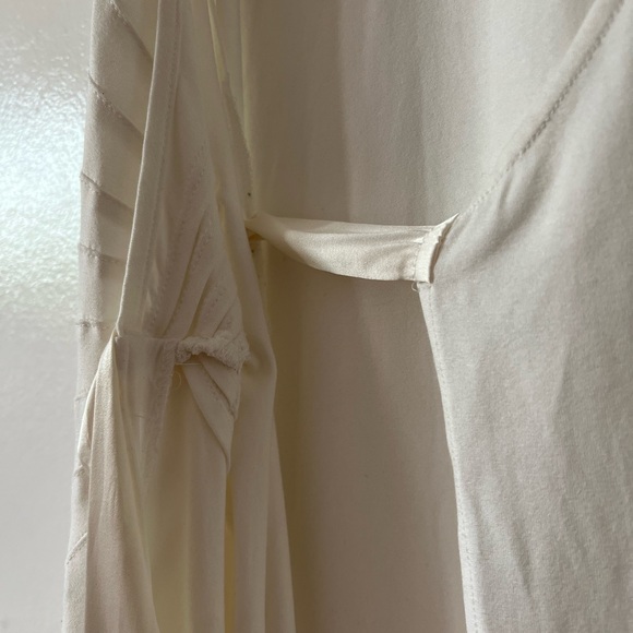 EUC VTG 90s BEBE S white wrap Marilyn Monroe satin cotton stretch sunshine seams - Picture 14 of 16